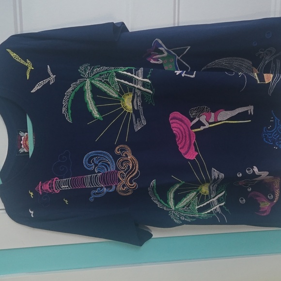 Johnny Was travel top sun mermaid palm tree Lighthouse sailboat NWT new W Tags - Picture 8 of 12